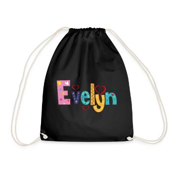 Personalisierter Evelyn-Name - Turnbeutel - Schwarz - Vorne