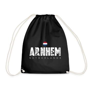 Arnhem Netherlands Distressed Text Logo - Drawstring Bag - black - Front