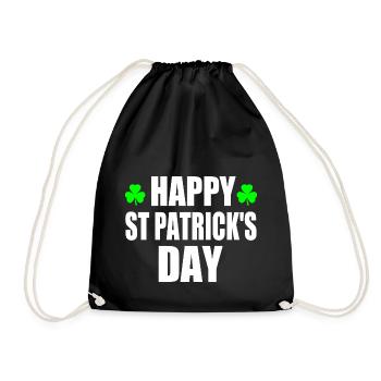 happy st patrick's day - Drawstring Bag - black - Front