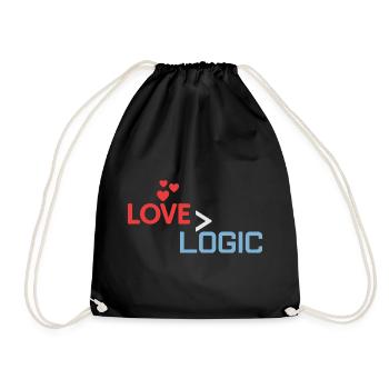 Love Greater Than Logic Design - Turnbeutel - Schwarz - Vorne