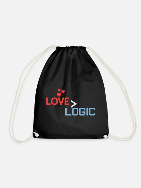 Love Greater Than Logic Design - Turnbeutel - Schwarz