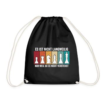 Retro Schach Figuren – Vintage Chess Design - Turnbeutel - Schwarz - Vorne