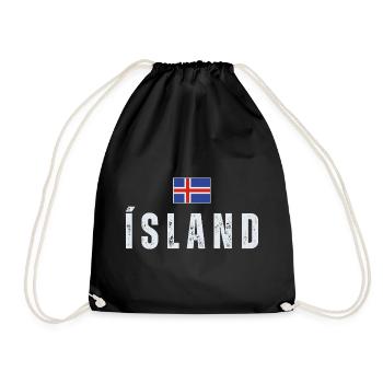 Icelandic flag, Icelandic patriot - Drawstring Bag - black - Front