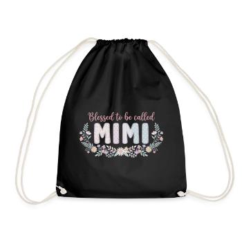 Mimi Granny Flowers Gift Cute Grandma - Drawstring Bag - black - Front