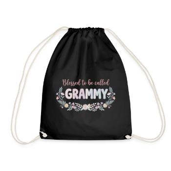 Grammy Granny Flowers Gift Cute Grandma - Drawstring Bag - black - Front