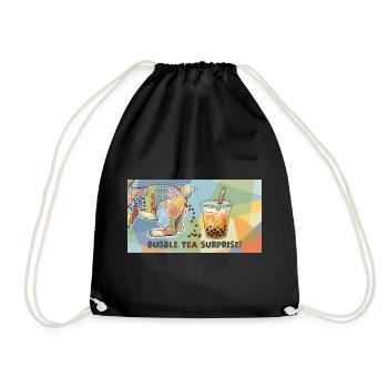 Cute Bunny Funny Boba Bubble Tea - Drawstring Bag - black - Front