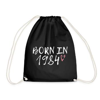 Né en 1984 écriture cœur - Sac de sport léger - noir - Devant