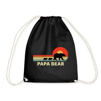 Vintage Retro Papa Papa Bär Papa Väter Tag Geschenk - Turnbeutel - Schwarz - Vorne