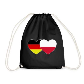 Deutschland Polen Flagge Herz - Turnbeutel - Schwarz - Vorne