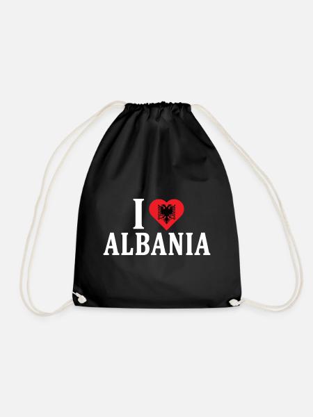 T-Shirt Ich liebe Albanien T-Shirt Shqiperia - Turnbeutel - Schwarz