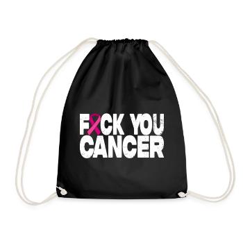 Fuck You Cancer - Rosa Schleife - Turnbeutel - Schwarz - Vorne