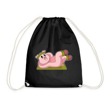 Pig Abdominal Workout Bodybuilding - Drawstring Bag - black - Front
