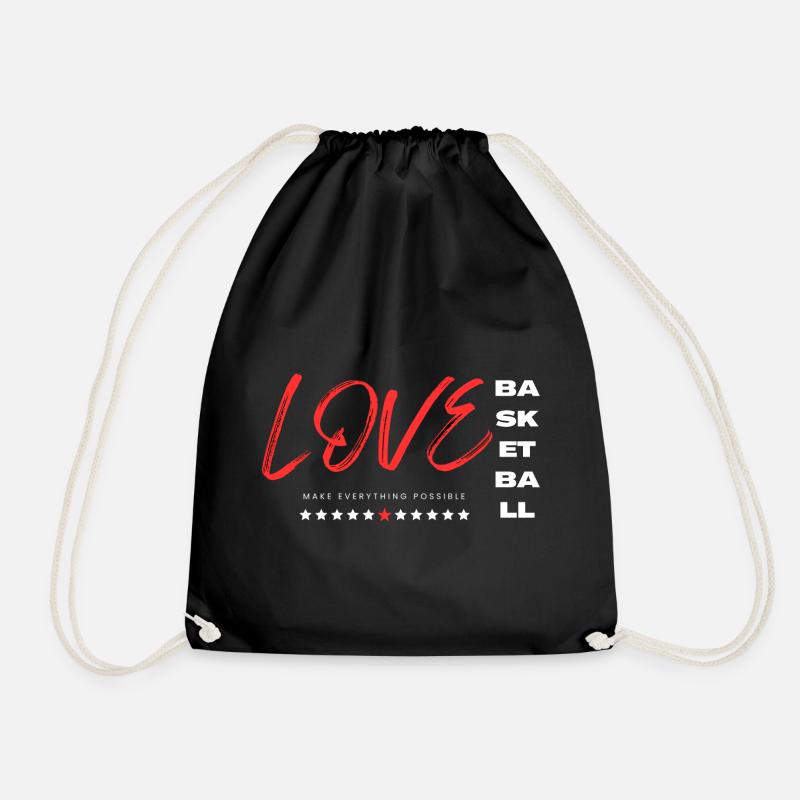 Love basketball red - Drawstring Bag - black