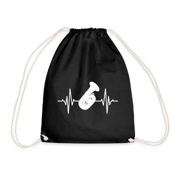 Tuba Player Heartbeat - Drawstring Bag - black - Front