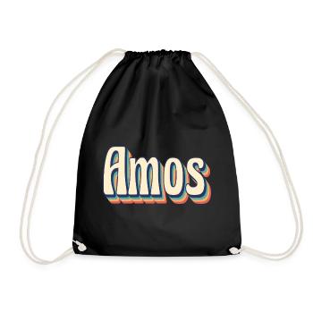 Vintage Retro Amos T-Shirt T-Shirt Gift Idea - Drawstring Bag - black - Front