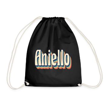 Aniello T-Shirt Retro Vintage T-Shirt Geschenk - Turnbeutel - Schwarz - Vorne