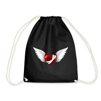 Devil's Heart with Angel Wings - Drawstring Bag - black - Front