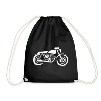 Moped und Motorrad Cartoon - retro racing biker - Turnbeutel - Schwarz - Vorne