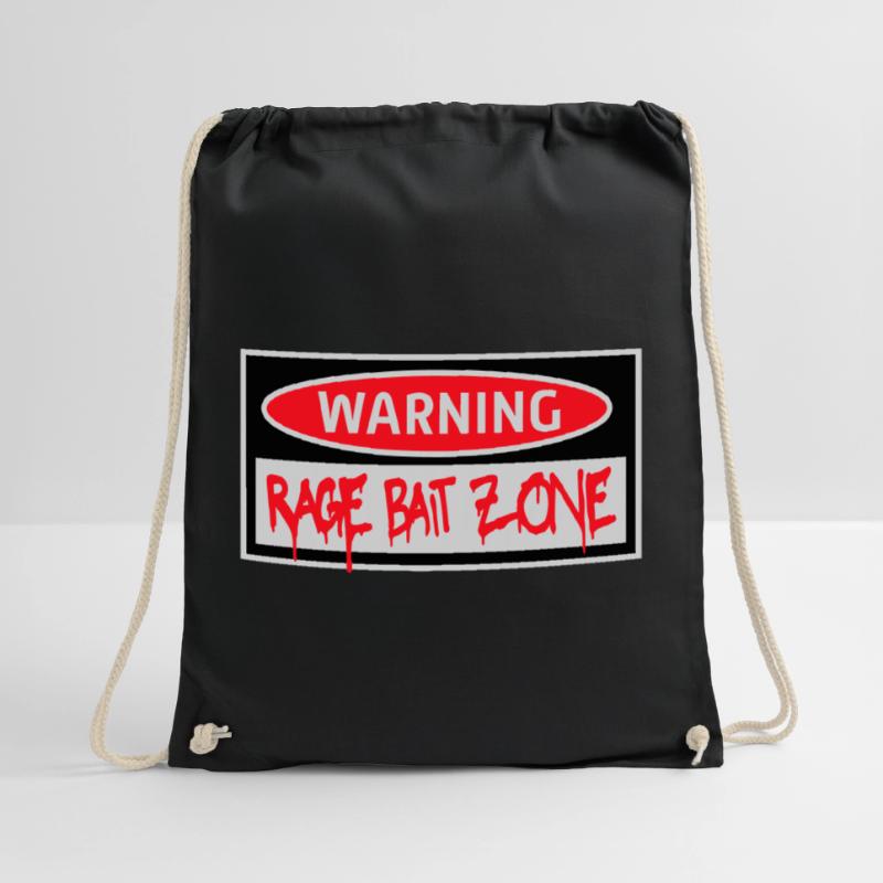 Warning Rage Bait Caution Zone Sign Fun Warning Drawstring Bag