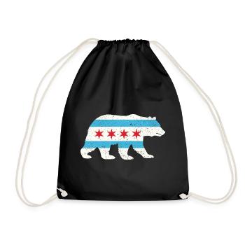 Chicago Flag Bear Pride Nature City Fusion - Turnbeutel - Schwarz - Vorne