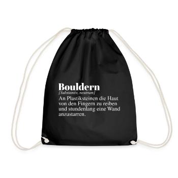Bouldern Duden Spruch - Turnbeutel - Schwarz - Vorne