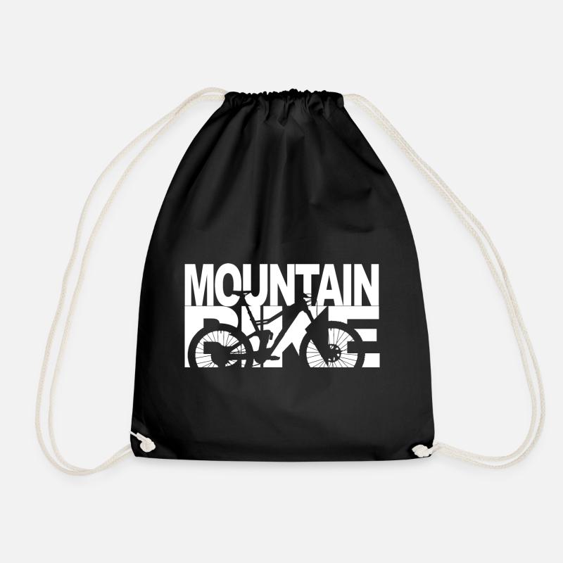 Mountain biking in the mountains - Drawstring Bag - black