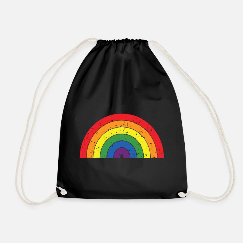 Rainbow Colors Pride Month LGBTQ+ Grunge Texture - Drawstring Bag - black