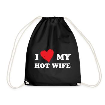 I love my hot wife - Drawstring Bag - black - Front