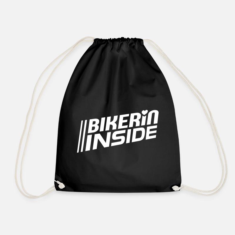Bikerin inside lettering (color changeable) - Drawstring Bag - black