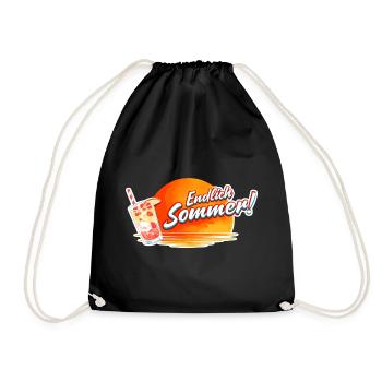 Endlich Sommer Sonnen Drink Grafik - Turnbeutel - Schwarz - Vorne