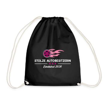 Car Owner 2026 Driver's License New Car Car - Drawstring Bag - black - Front