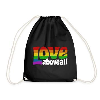 Love Above All | Rainbow Pride Design - Drawstring Bag - black - Front