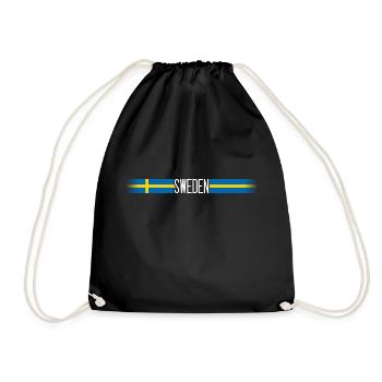 Schweden Flagge/Banner 004 AllroundDesigns - Turnbeutel - Schwarz - Vorne