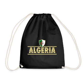 Algeria Algeria flag flag coat of arms - Drawstring Bag - black - Front