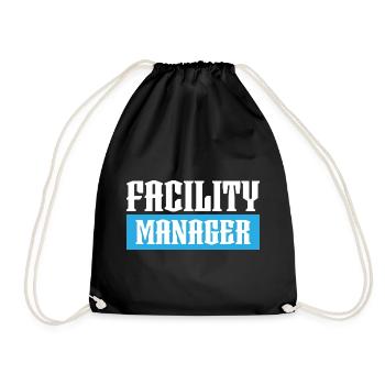 facility manager tshirt black - Drawstring Bag - black - Front