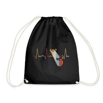 Heartbeat Skateboard - Drawstring Bag - black - Front