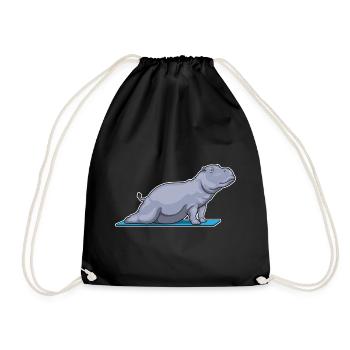 Hippopotamus Yoga Fitness Gymnastics - Drawstring Bag - black - Front