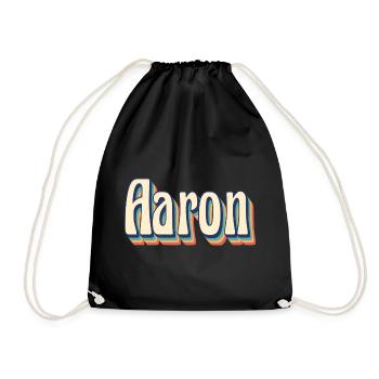 Aaron T-Shirt Retro T-Shirt Vintage Geschenkidee - Turnbeutel - Schwarz - Vorne