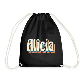Vintage Retro Alicia T-Shirt T-Shirt Geschenkidee - Turnbeutel - Schwarz - Vorne