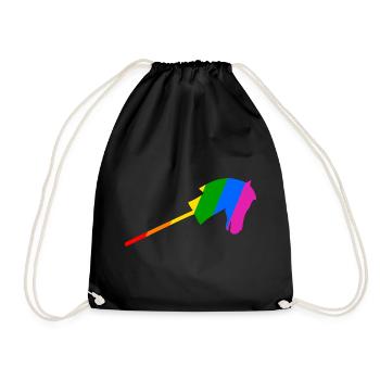 Stockpferdreiten im Regenbogen - Turnbeutel - Schwarz - Vorne