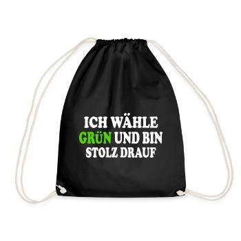 ich wähle grün und bin stolz darauf - Turnbeutel - Schwarz - Vorne