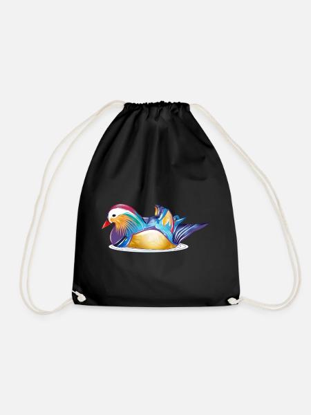 Bunte Mandarinente auf dem Wasser – bunte Eleganz - Turnbeutel - Schwarz