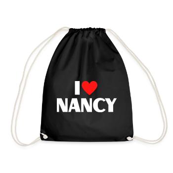 I love Nancy Red Heart Romantic Name Fan - Drawstring Bag - black - Front
