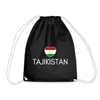 Heart with Tajikistan Flag, I love Tajikistan - Drawstring Bag - black - Front