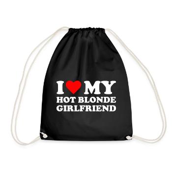 I love my blonde girlfriend - Drawstring Bag - black - Front