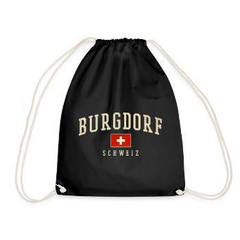 Burgdorf Schweiz Vintage Emblem - Turnbeutel - Schwarz - Vorne