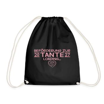 Befördert zur Tante 2027 – Babyparty Geschenk - Turnbeutel - Schwarz - Vorne