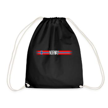 Norwegen Flaggen/Banner 004 AllroundDesigns - Turnbeutel - Schwarz - Vorne