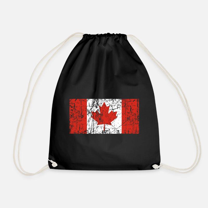 Canada flag vintage effect - Drawstring Bag - black