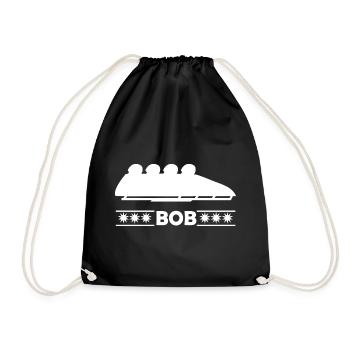 Bob Bobfahren 4er Bob Wintersport Geschenk - Turnbeutel - Schwarz - Vorne